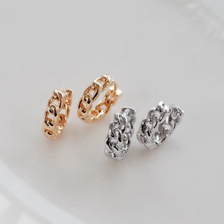 One-Touch All-Daily Mini Gold Silver Heart Cubic Bold Ring Earrings