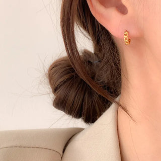 One-Touch All-Daily Mini Gold Silver Heart Cubic Bold Ring Earrings