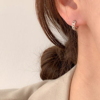 One-Touch All-Daily Mini Gold Silver Heart Cubic Bold Ring Earrings