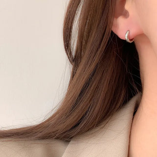 One-Touch All-Daily Mini Gold Silver Heart Cubic Bold Ring Earrings