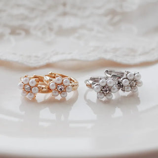 One-Touch All-Daily Mini Gold Silver Heart Cubic Bold Ring Earrings