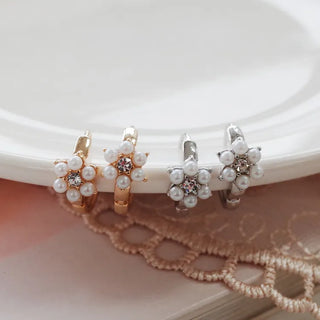 One-Touch All-Daily Mini Gold Silver Heart Cubic Bold Ring Earrings
