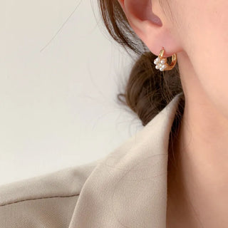 One-Touch All-Daily Mini Gold Silver Heart Cubic Bold Ring Earrings