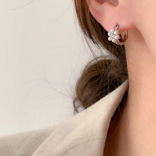 One-Touch All-Daily Mini Gold Silver Heart Cubic Bold Ring Earrings