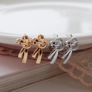 One-Touch All-Daily Mini Gold Silver Heart Cubic Bold Ring Earrings