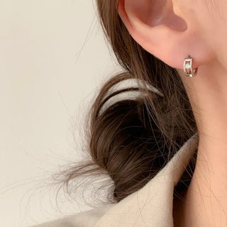 One-Touch All-Daily Mini Gold Silver Heart Cubic Bold Ring Earrings