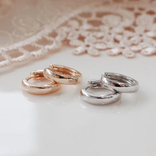 One-Touch All-Daily Mini Gold Silver Heart Cubic Bold Ring Earrings