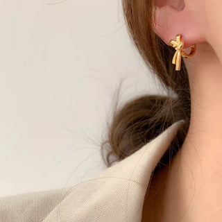 One-Touch All-Daily Mini Gold Silver Heart Cubic Bold Ring Earrings