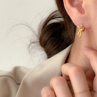 One-Touch All-Daily Mini Gold Silver Heart Cubic Bold Ring Earrings