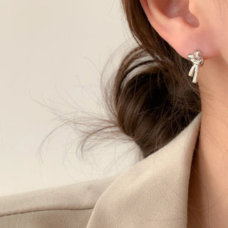 One-Touch All-Daily Mini Gold Silver Heart Cubic Bold Ring Earrings