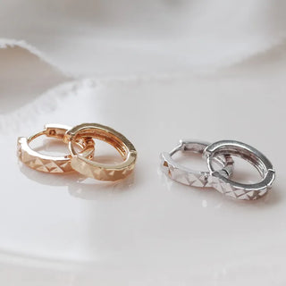 One-Touch All-Daily Mini Gold Silver Heart Cubic Bold Ring Earrings