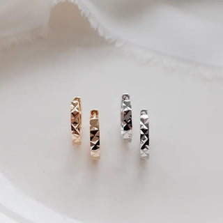 One-Touch All-Daily Mini Gold Silver Heart Cubic Bold Ring Earrings