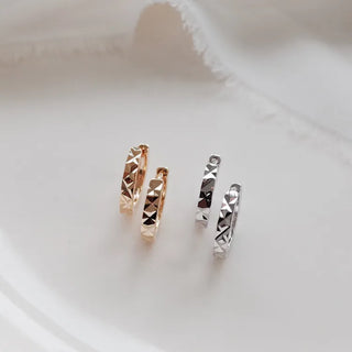 One-Touch All-Daily Mini Gold Silver Heart Cubic Bold Ring Earrings
