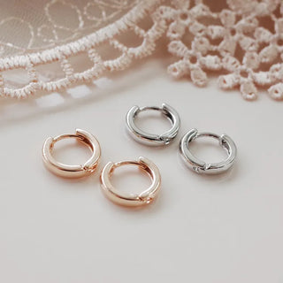 One-Touch All-Daily Mini Gold Silver Heart Cubic Bold Ring Earrings