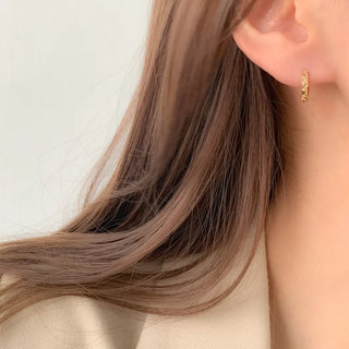 One-Touch All-Daily Mini Gold Silver Heart Cubic Bold Ring Earrings