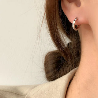 One-Touch All-Daily Mini Gold Silver Heart Cubic Bold Ring Earrings