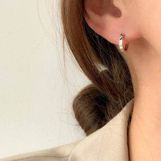 One-Touch All-Daily Mini Gold Silver Heart Cubic Bold Ring Earrings