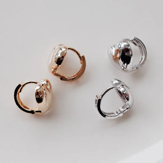 One-Touch All-Daily Mini Gold Silver Heart Cubic Bold Ring Earrings