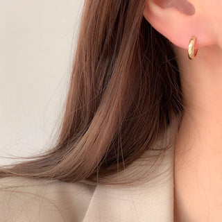 One-Touch All-Daily Mini Gold Silver Heart Cubic Bold Ring Earrings