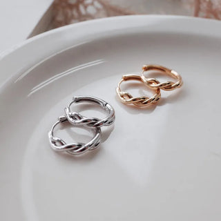 One-Touch All-Daily Mini Gold Silver Heart Cubic Bold Ring Earrings