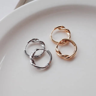 One-Touch All-Daily Mini Gold Silver Heart Cubic Bold Ring Earrings