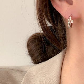 One-Touch All-Daily Mini Gold Silver Heart Cubic Bold Ring Earrings