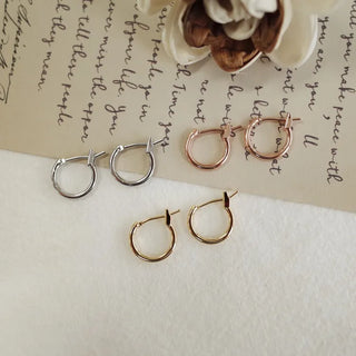 One-Touch All-Daily Mini Gold Silver Heart Cubic Bold Ring Earrings