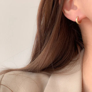 One-Touch All-Daily Mini Gold Silver Heart Cubic Bold Ring Earrings