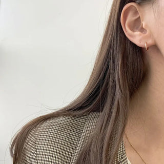 One-Touch All-Daily Mini Gold Silver Heart Cubic Bold Ring Earrings