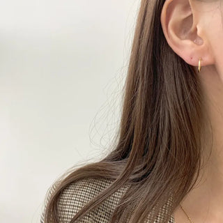 One-Touch All-Daily Mini Gold Silver Heart Cubic Bold Ring Earrings