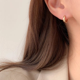 One-Touch All-Daily Mini Gold Silver Heart Cubic Bold Ring Earrings