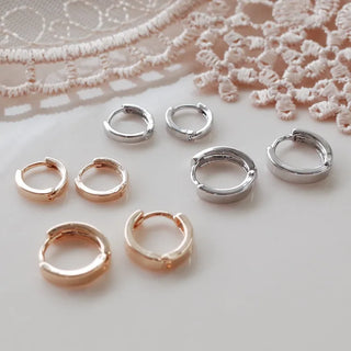 One-Touch All-Daily Mini Gold Silver Heart Cubic Bold Ring Earrings