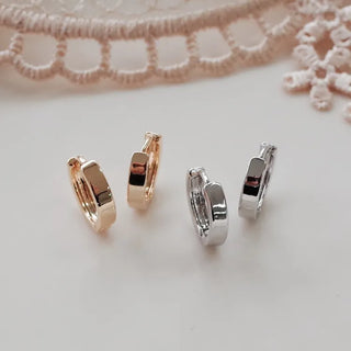 One-Touch All-Daily Mini Gold Silver Heart Cubic Bold Ring Earrings