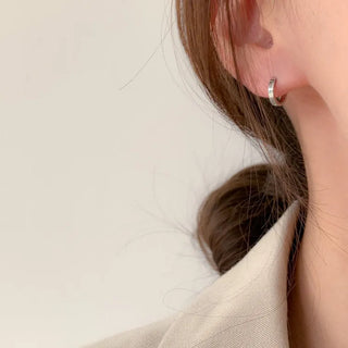 One-Touch All-Daily Mini Gold Silver Heart Cubic Bold Ring Earrings