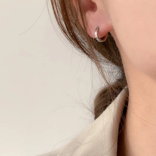 One-Touch All-Daily Mini Gold Silver Heart Cubic Bold Ring Earrings