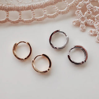 One-Touch All-Daily Mini Gold Silver Heart Cubic Bold Ring Earrings