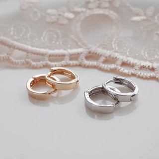 One-Touch All-Daily Mini Gold Silver Heart Cubic Bold Ring Earrings