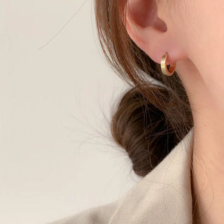 One-Touch All-Daily Mini Gold Silver Heart Cubic Bold Ring Earrings
