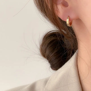 One-Touch All-Daily Mini Gold Silver Heart Cubic Bold Ring Earrings