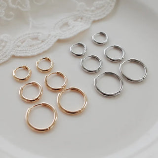 One-Touch All-Daily Mini Gold Silver Heart Cubic Bold Ring Earrings