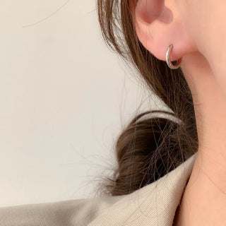 One-Touch All-Daily Mini Gold Silver Heart Cubic Bold Ring Earrings