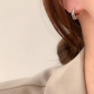 One-Touch All-Daily Mini Gold Silver Heart Cubic Bold Ring Earrings
