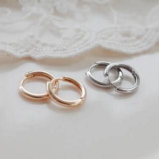 One-Touch All-Daily Mini Gold Silver Heart Cubic Bold Ring Earrings