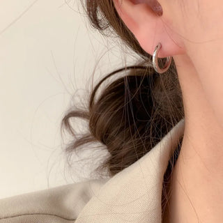 One-Touch All-Daily Mini Gold Silver Heart Cubic Bold Ring Earrings