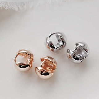 One-Touch All-Daily Mini Gold Silver Heart Cubic Bold Ring Earrings
