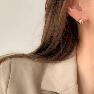 One-Touch All-Daily Mini Gold Silver Heart Cubic Bold Ring Earrings