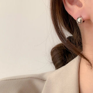 One-Touch All-Daily Mini Gold Silver Heart Cubic Bold Ring Earrings
