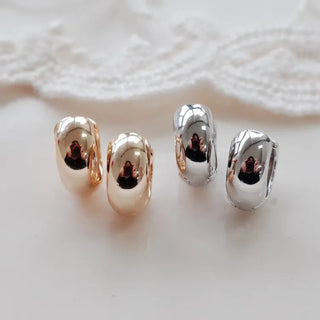 One-Touch All-Daily Mini Gold Silver Heart Cubic Bold Ring Earrings