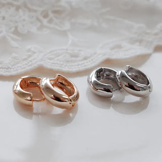 One-Touch All-Daily Mini Gold Silver Heart Cubic Bold Ring Earrings