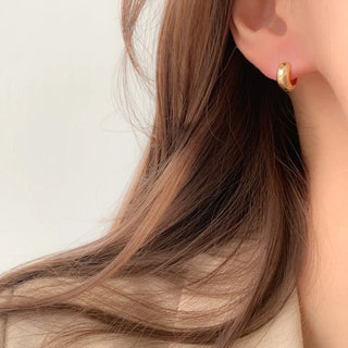 One-Touch All-Daily Mini Gold Silver Heart Cubic Bold Ring Earrings
